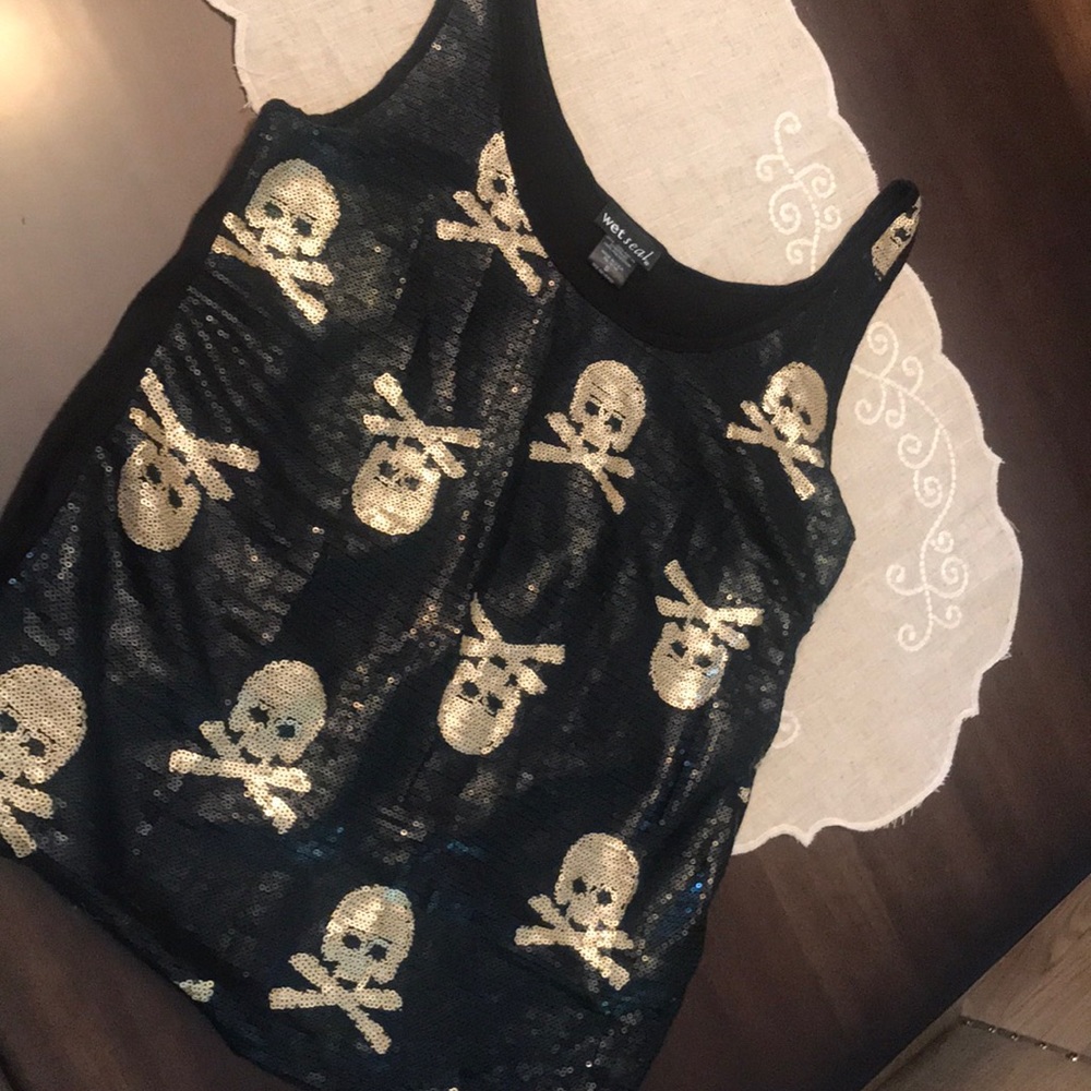 Wet Seal sequined pirate tank-EUC